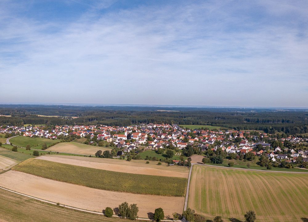 Luftbild der Region um Gersthofen und Augsburg